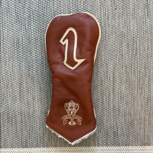 Links & Kings Brown & Tan Driver Headcover with White Fleece